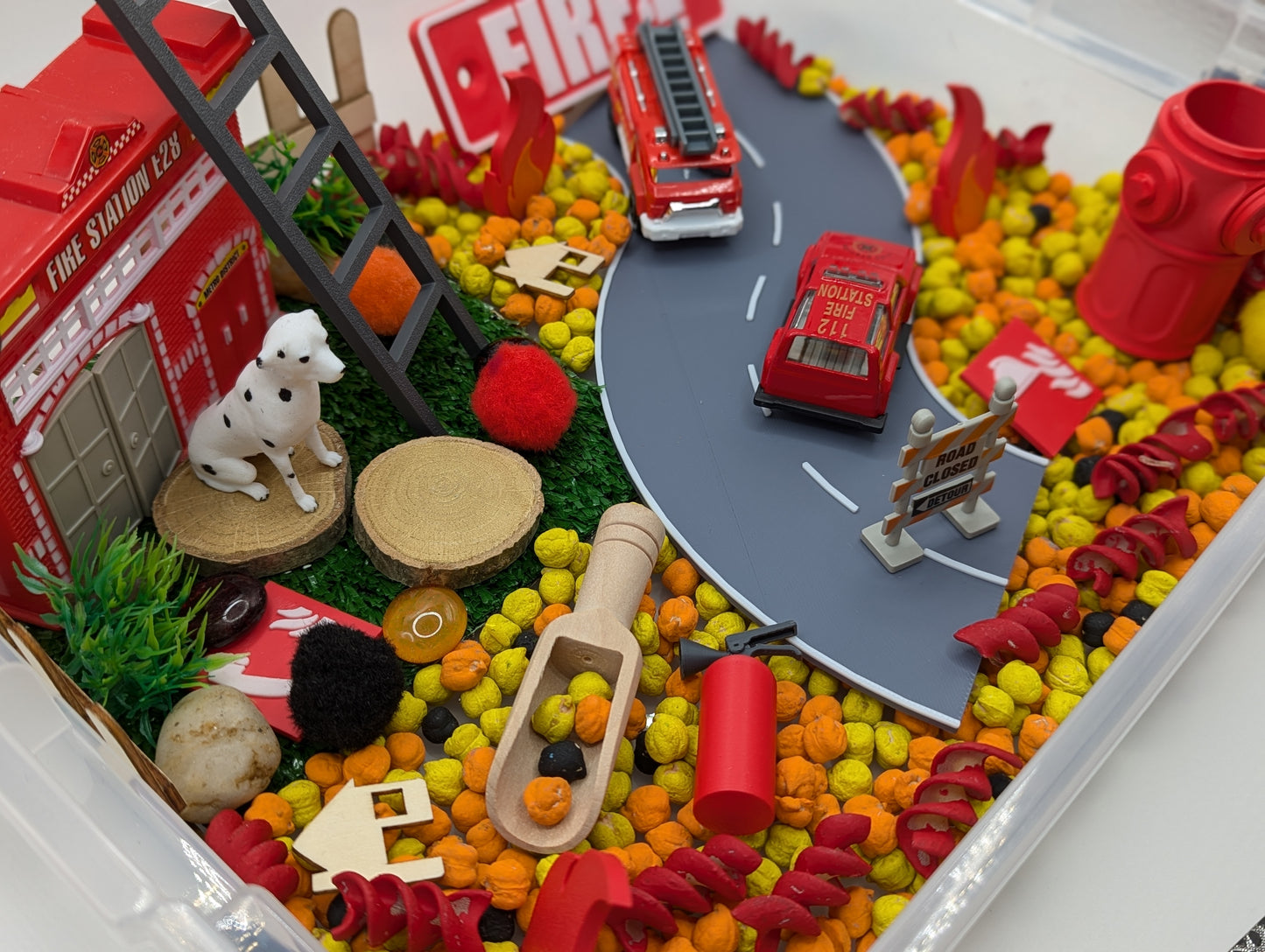 Fire Station Sensory Bin